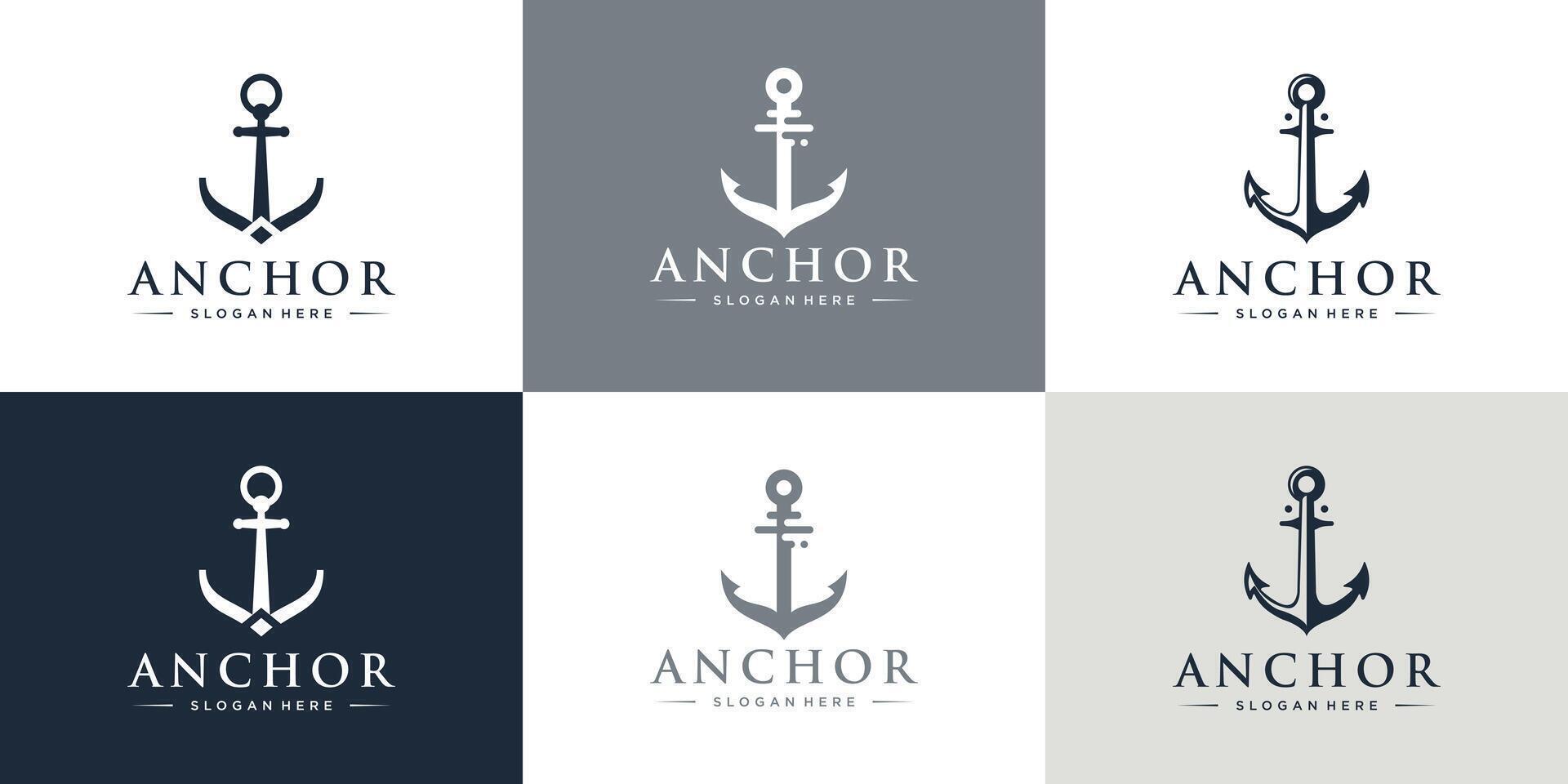symbol of anchor logo set design template. Marine boat sea anchor icon for company logos. vector