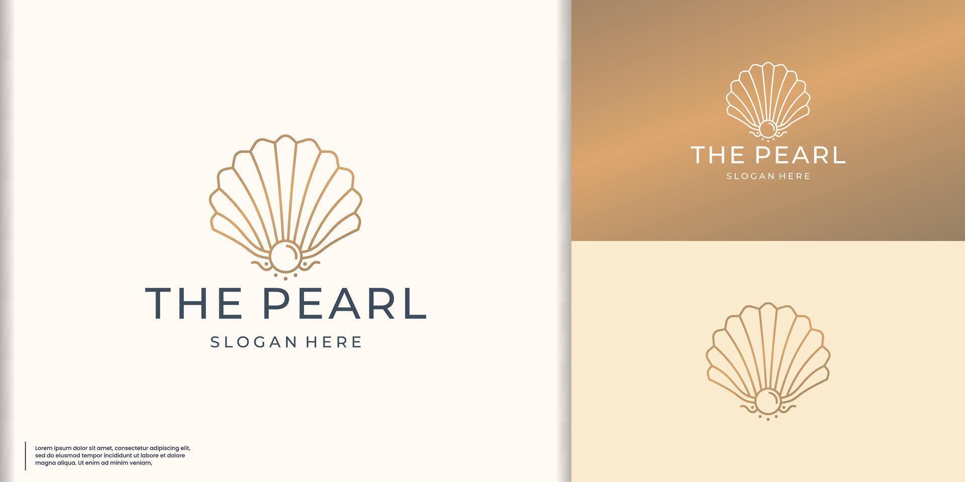 geometric line art the Pearl shell logo inspiration. vector