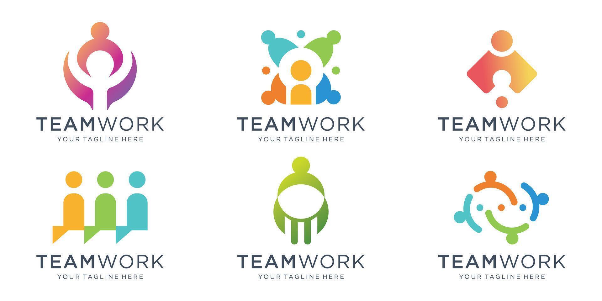 Abstract people logo design represents teamwork, diversity, signs and symbols. Premium vector