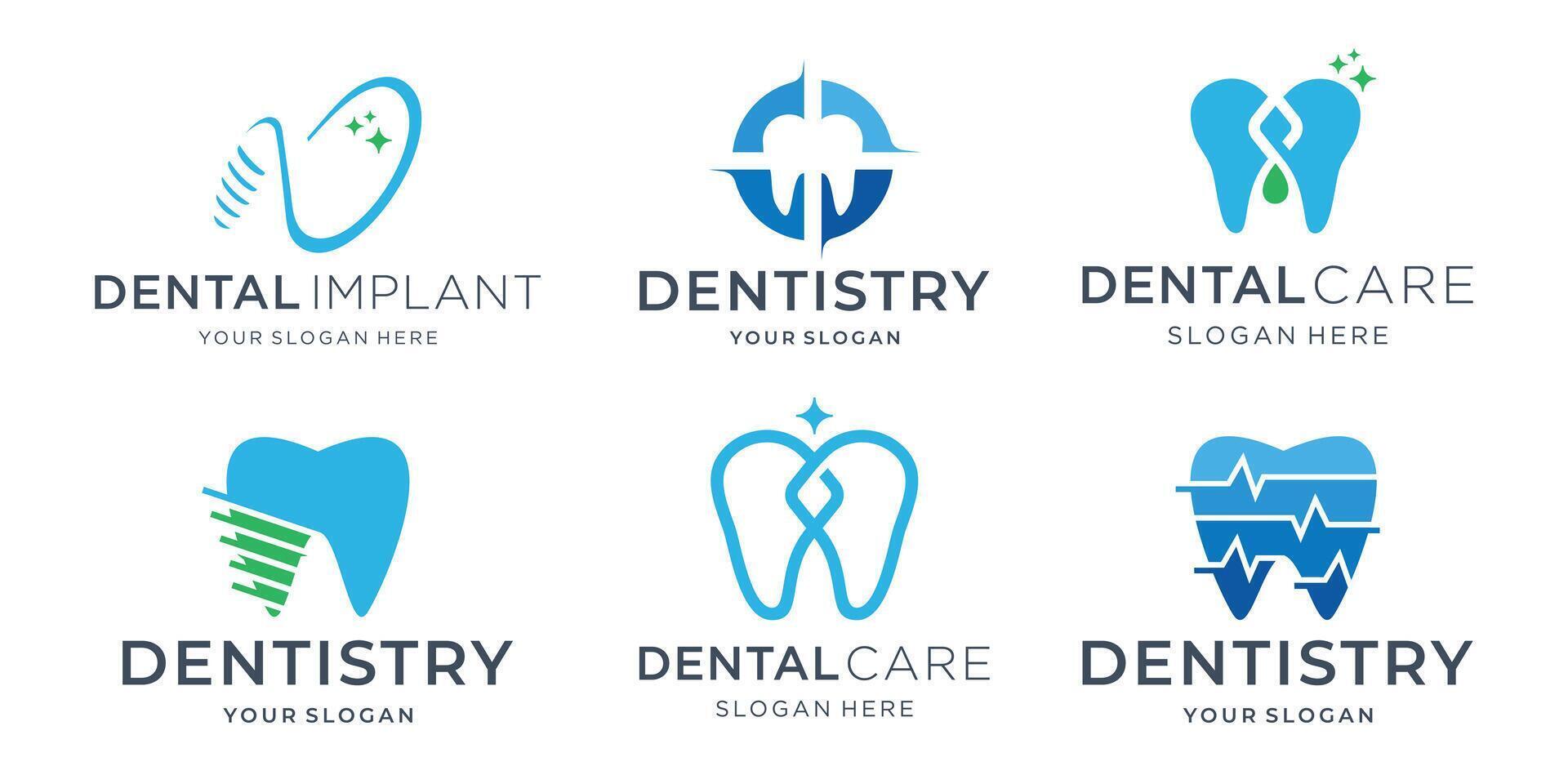 Collection of dental logo template inspiration. Creative icon with geometric shape logo set. vector