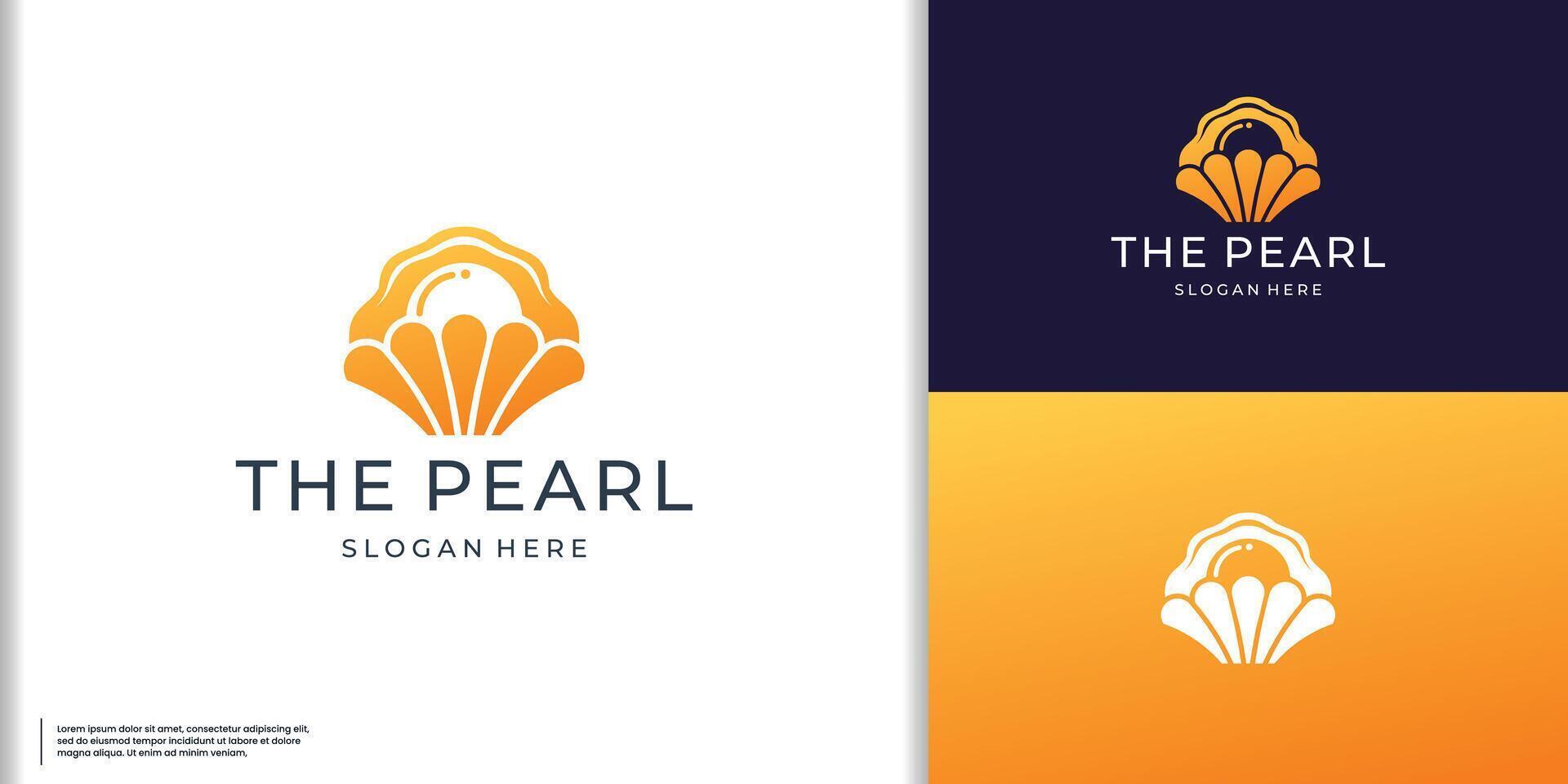 Luxury Pearl Shell Jewelry logo design template. Creative jewelry logo design inspiration. vector