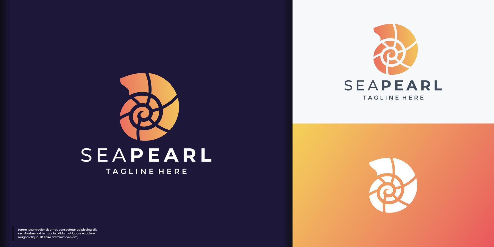 modern and simple the pearl logo on spiral, golden ratio concept with rounded line style. vector