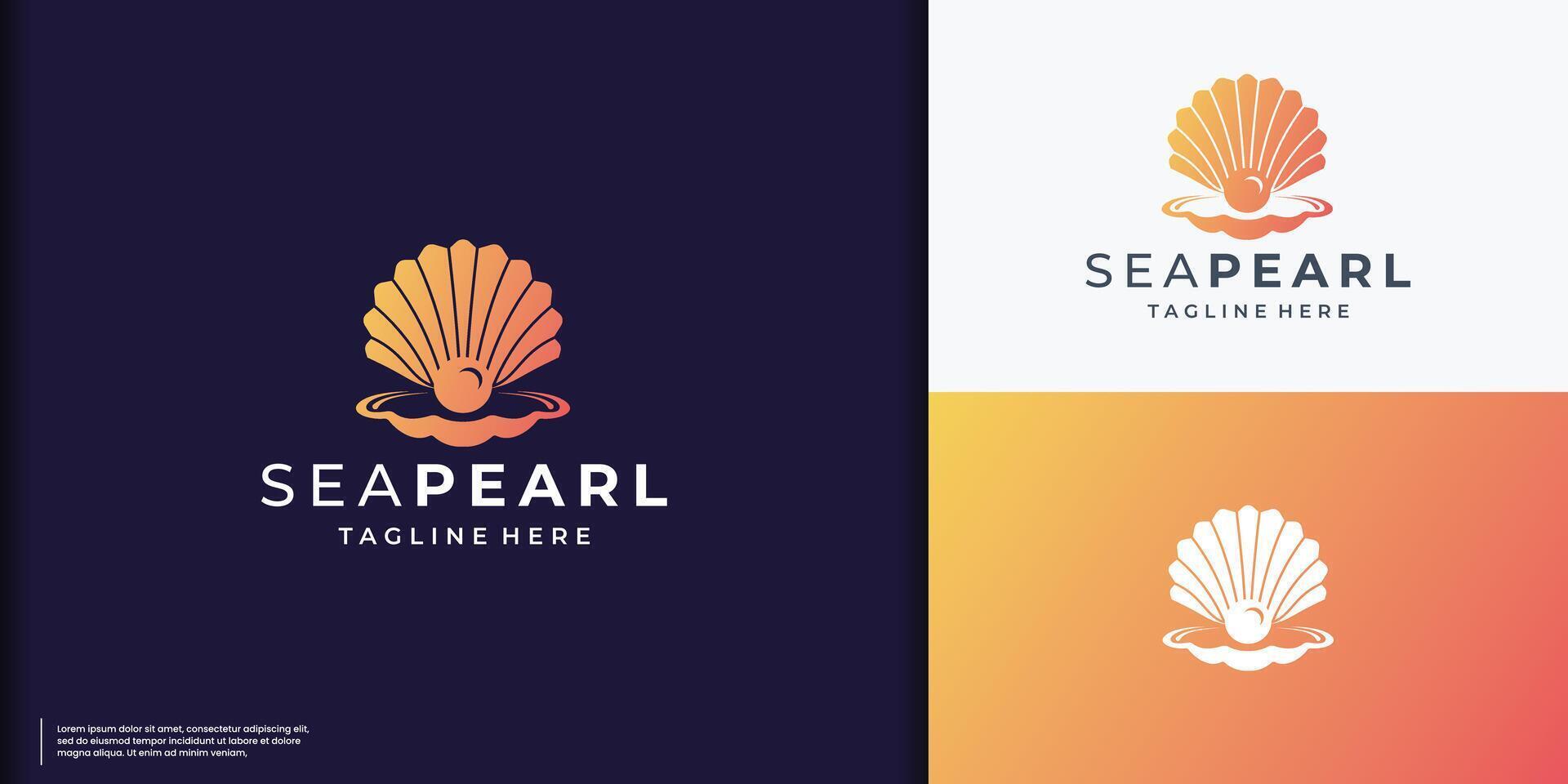 Sea shell logotype. Opened shell with purple inside. Great logo for beauty shop, see food restaurant, jewelry, cosmetics. vector