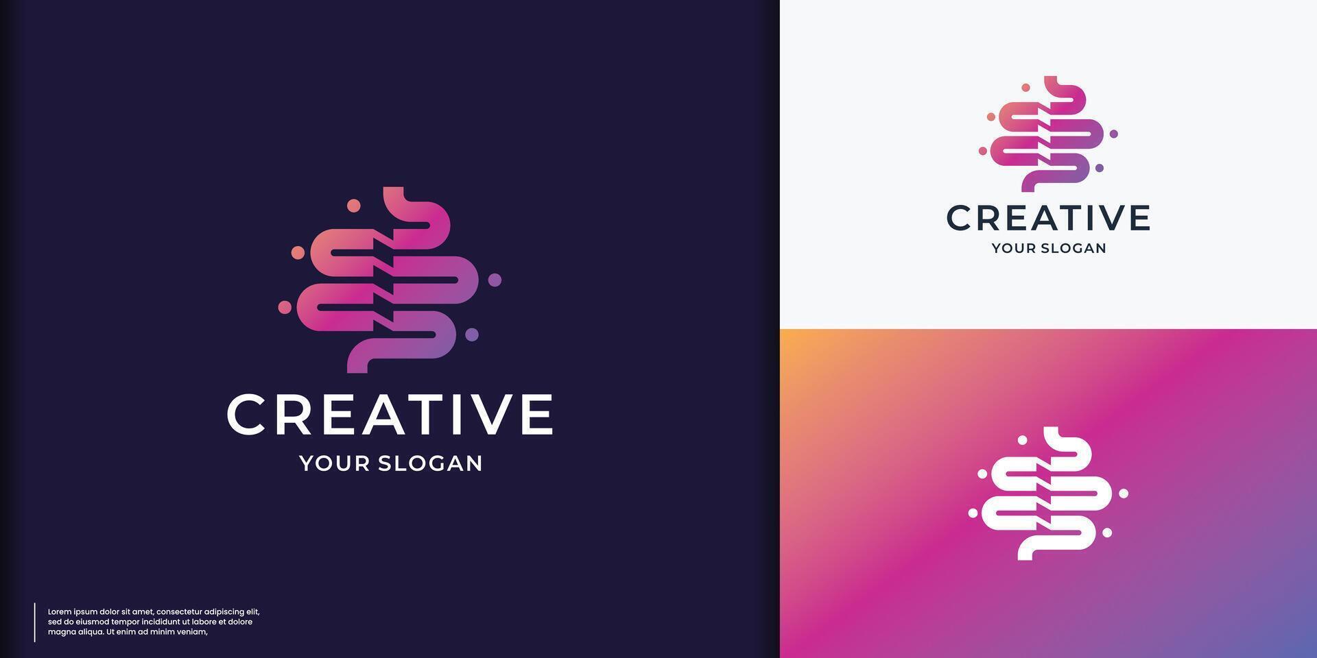 Human stomach medical structure. Creative simple line art logo stomach silhouette on a dark background. vector