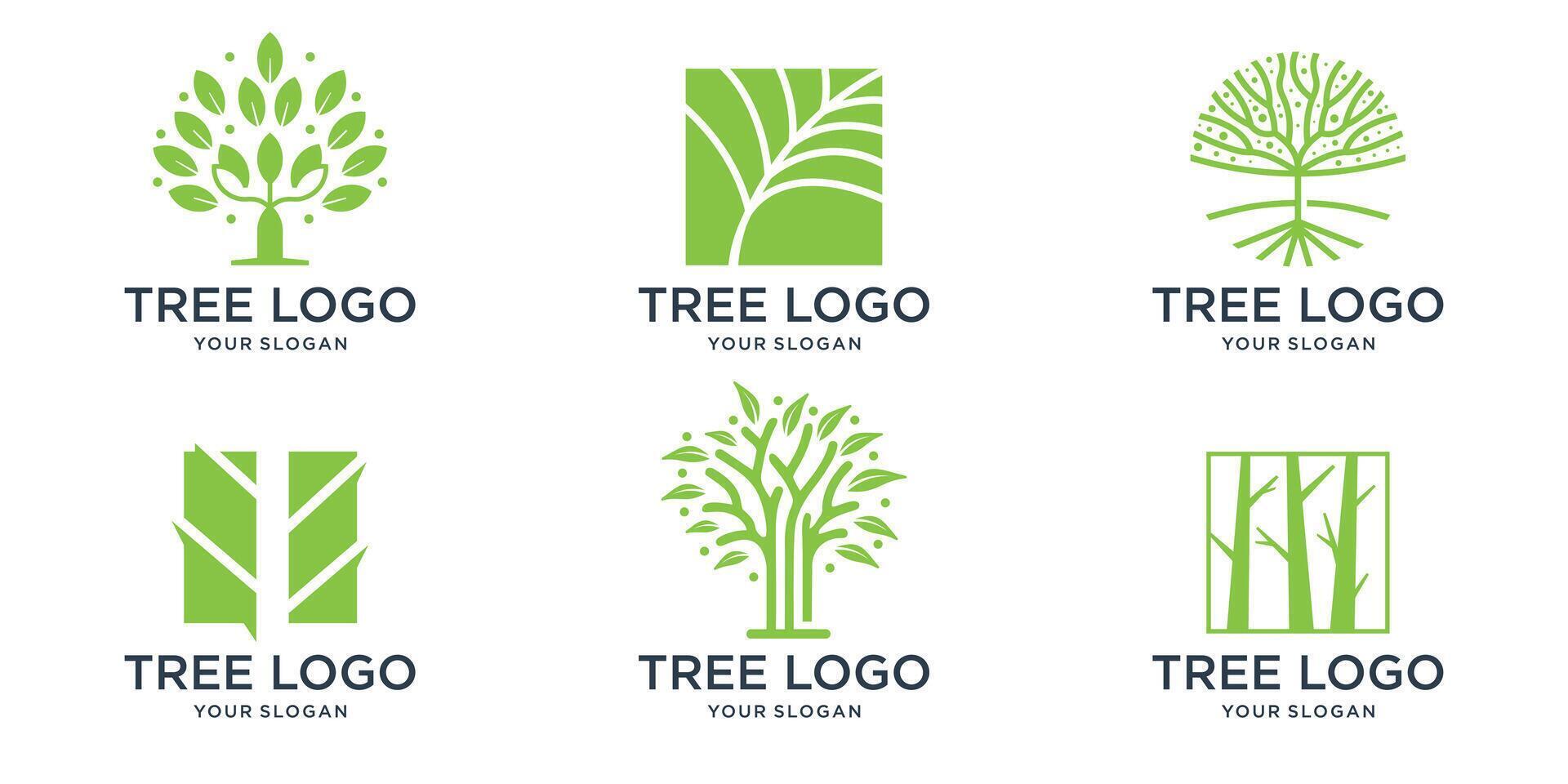 set of tree logo collections, perfect symbol for company logo or branding. vector