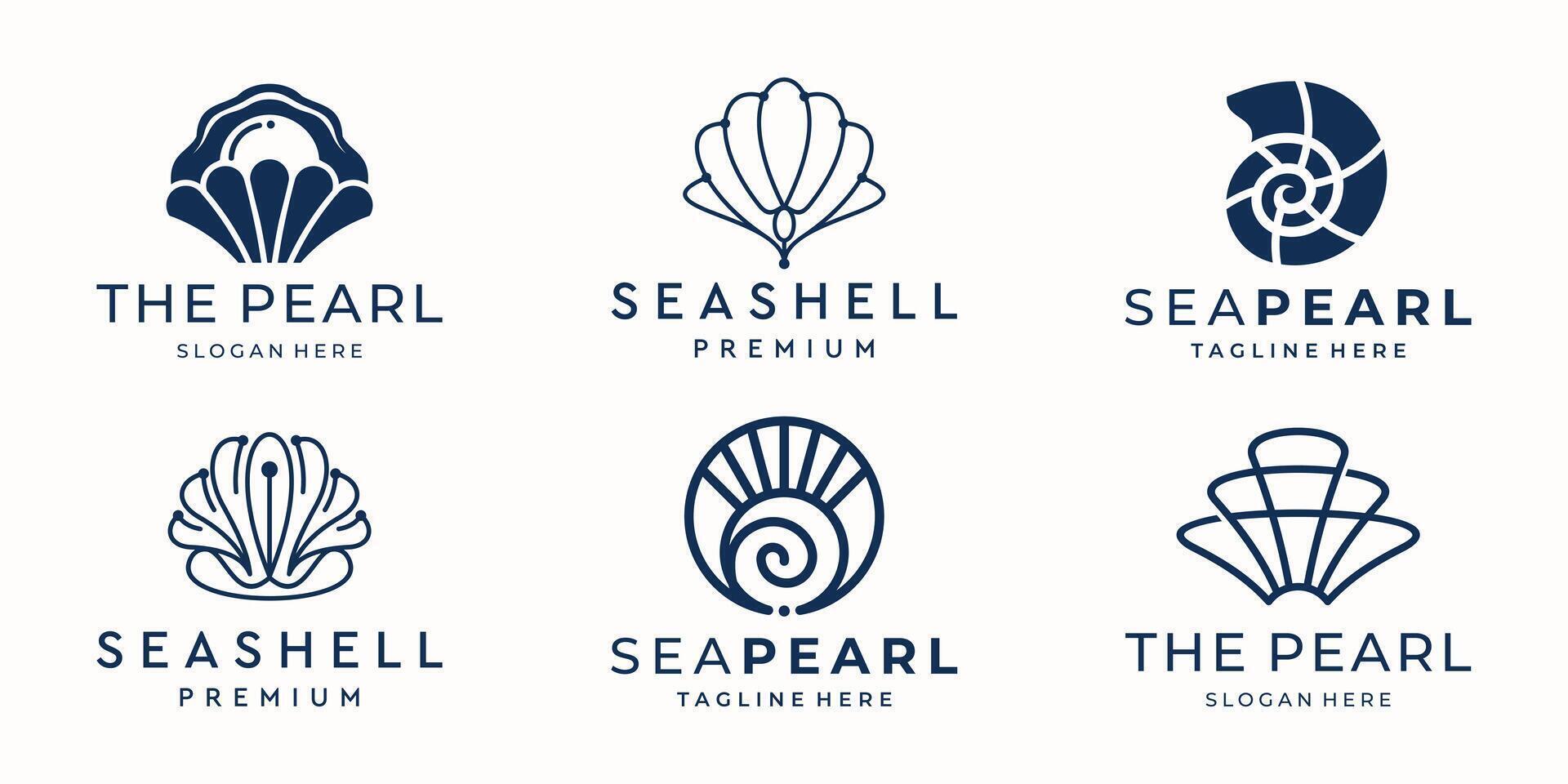 Sea shell logo inspiration. Set of pearl shell icons illustration. Shell icon vector