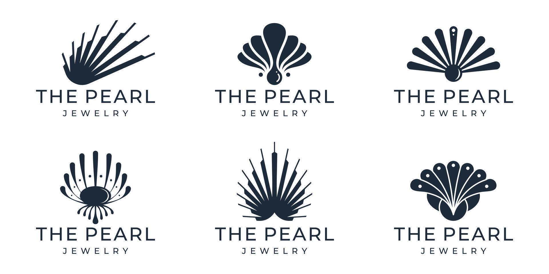 abstract collection of luxury seashells logo. geometry shape concept isolated on white background vector