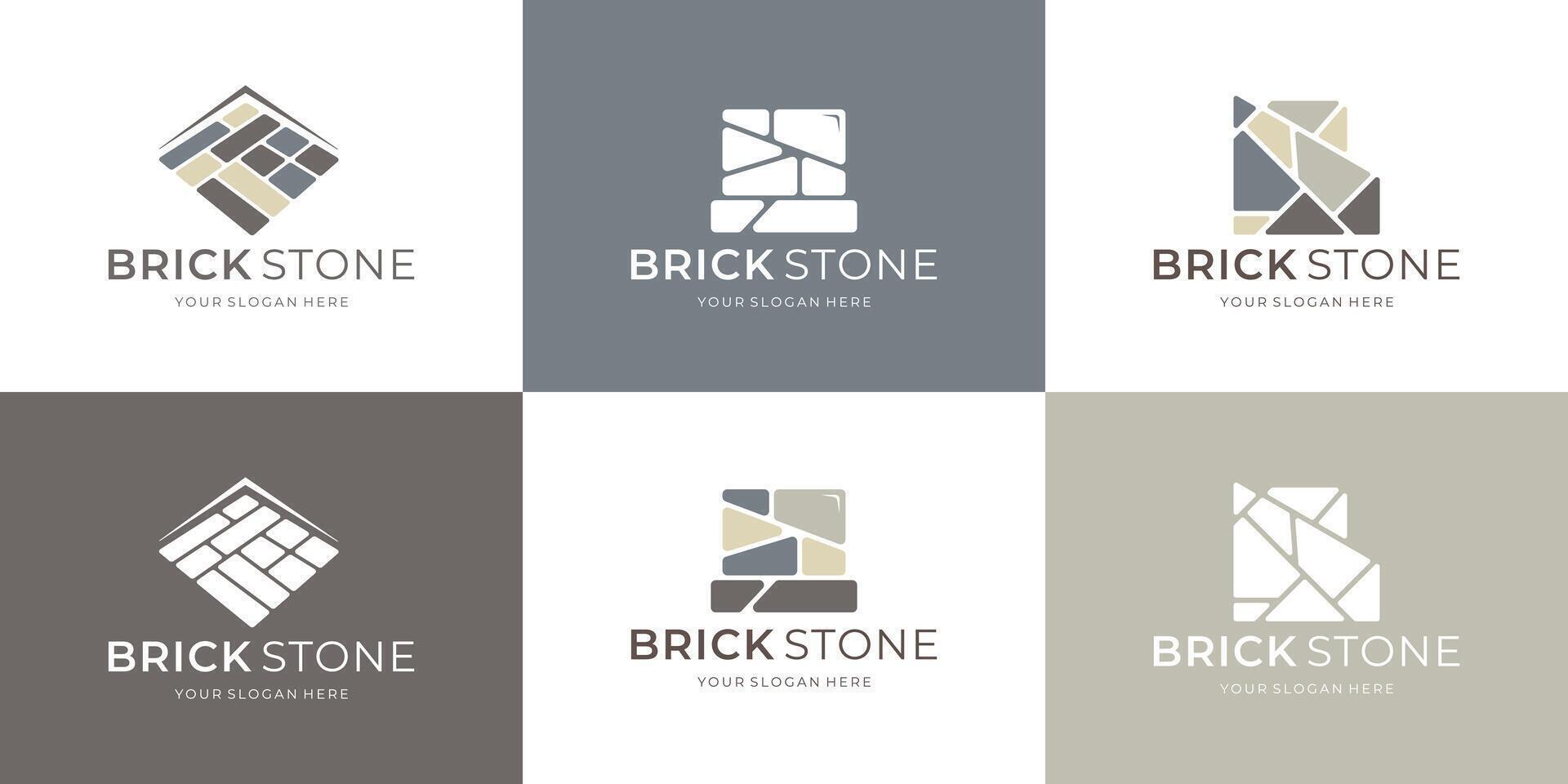 set of logos brick stones, construction abstract shape design. vector