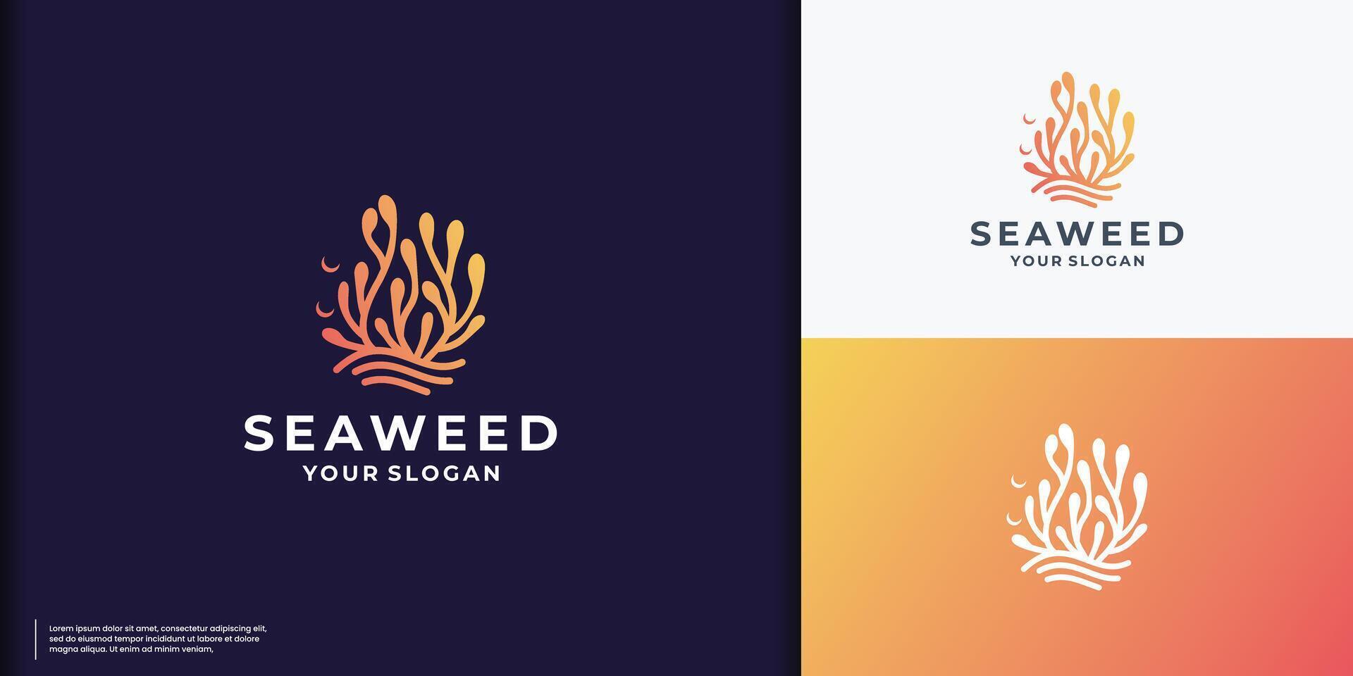 Seaweed logo template with gradient color branding. modern and simple seaweed coral inspiration. vector