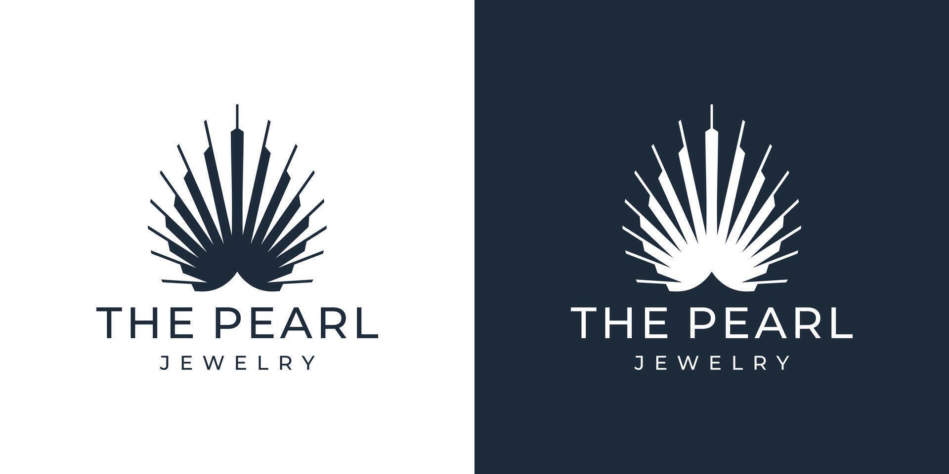 pearl shell logo template with luxury and elegant shape design. vector