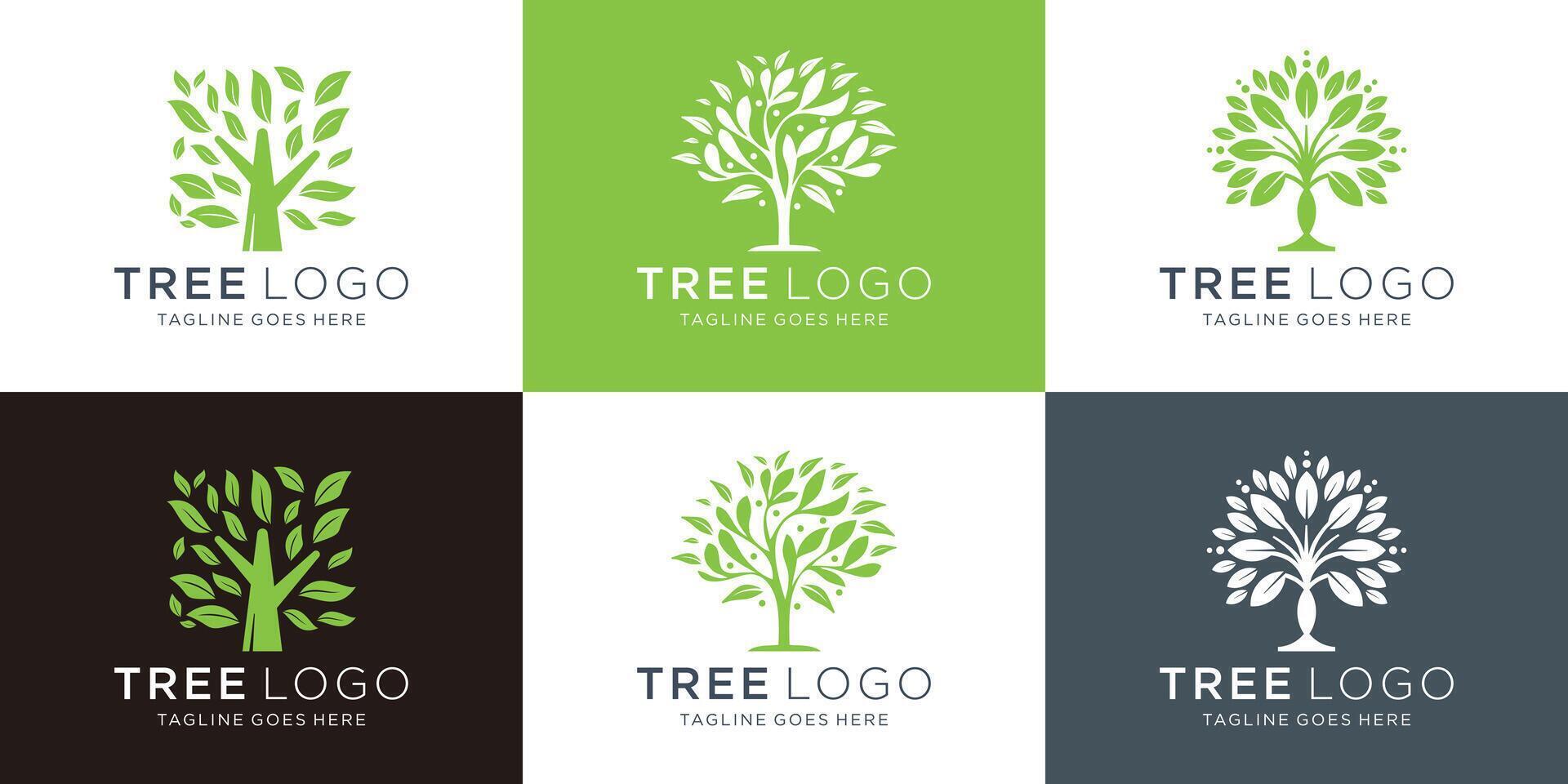Tree logo icon set design. Garden plant nature symbols template. illustration. vector
