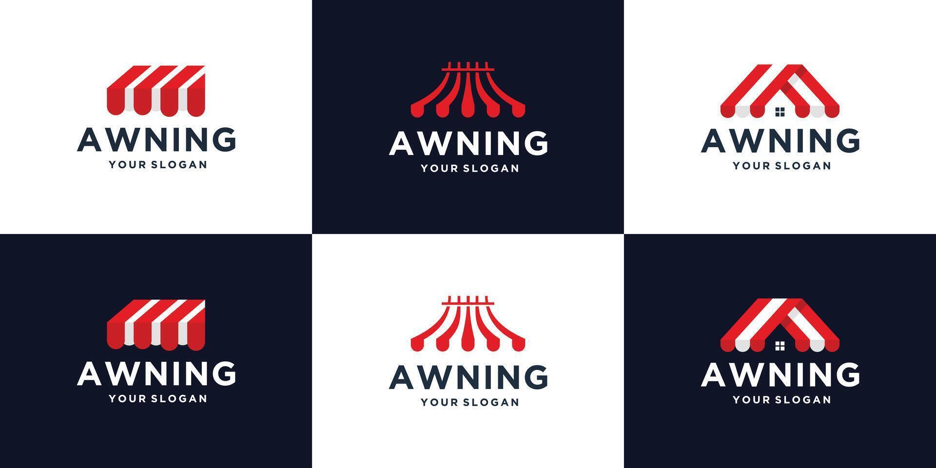 collection of logos awning design inspiration,isolated on white and dark background vector