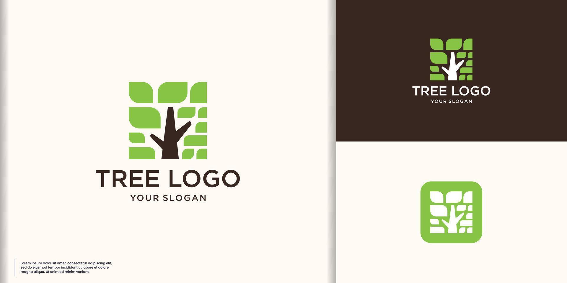 modern and minimalist tree logo inspiration on square shape concept design illustration. vector