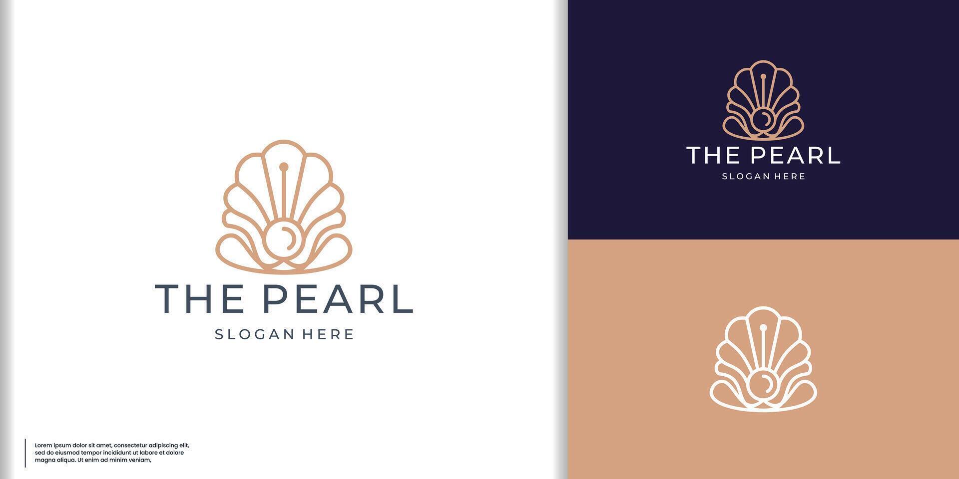 minimalist the pearl jewelry logo design inspiration with golden color branding modern design. vector