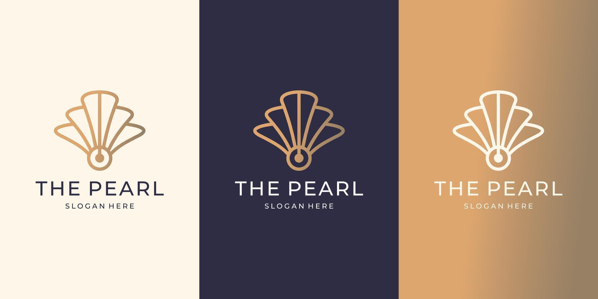 Sea shell logotype. Opened shell with purple inside. Great logo for beauty shop, see food restaurant, jewelry, cosmetics. vector