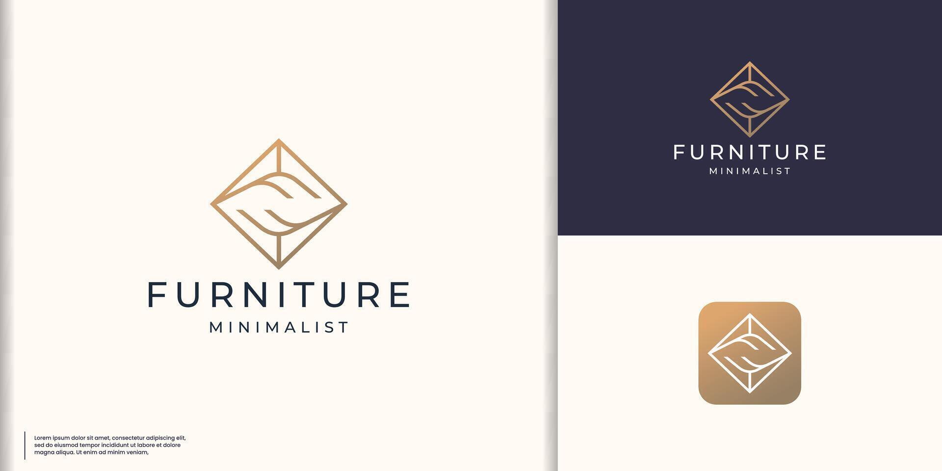 simple furniture logo with creative geometric line style design for furniture store inspiration vector