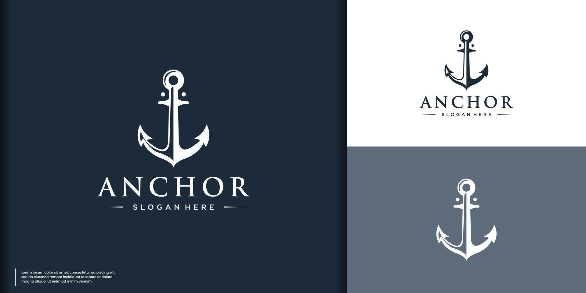 Illustration of anchor logo design template . vector
