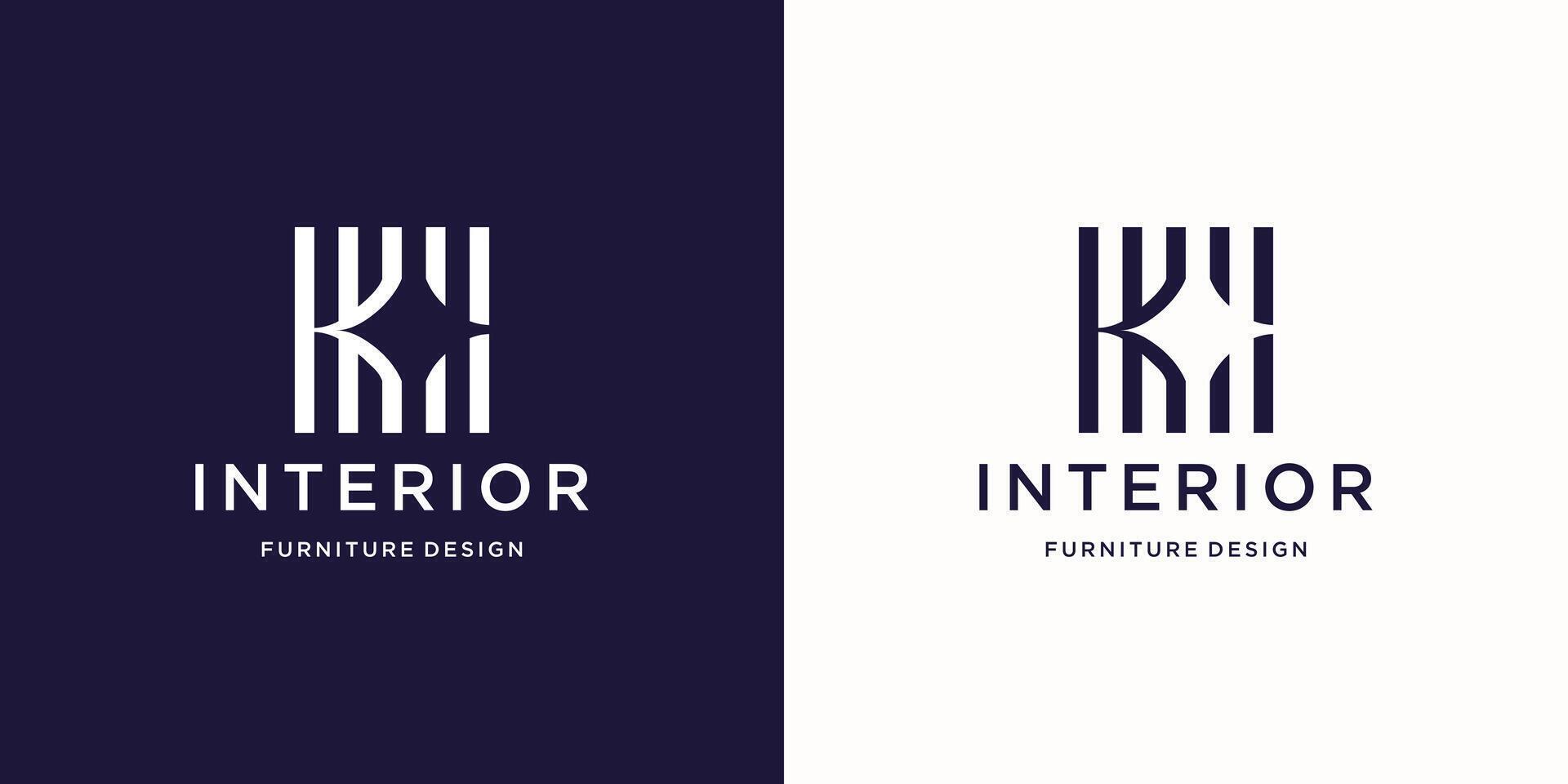 inspiration interior abstract logo in square space with spark silhouette design template. vector