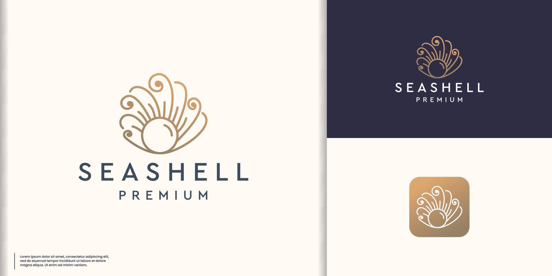 Premium Seashell minimalist logo inspiration. the pearl luxury line art style design. vector