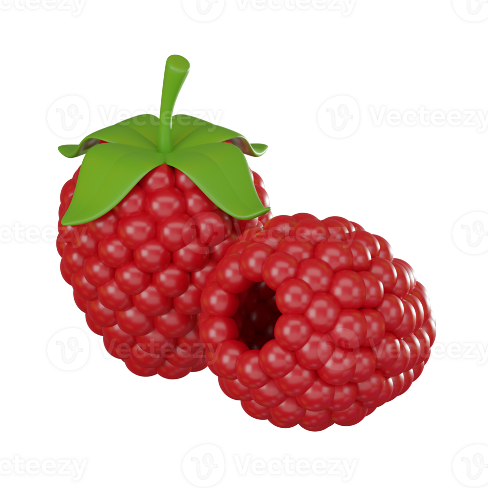 Realistic Raspberry for Graphic Design Projects. 3D Render png