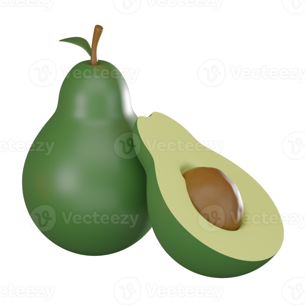 Vibrant Avocado of Nutritious Green Fruit for Healthy Eating Concepts. 3D Render png