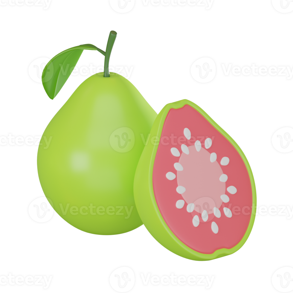 Fresh Tropical Guava Slice for Healthy Diet Concepts. 3D Render png