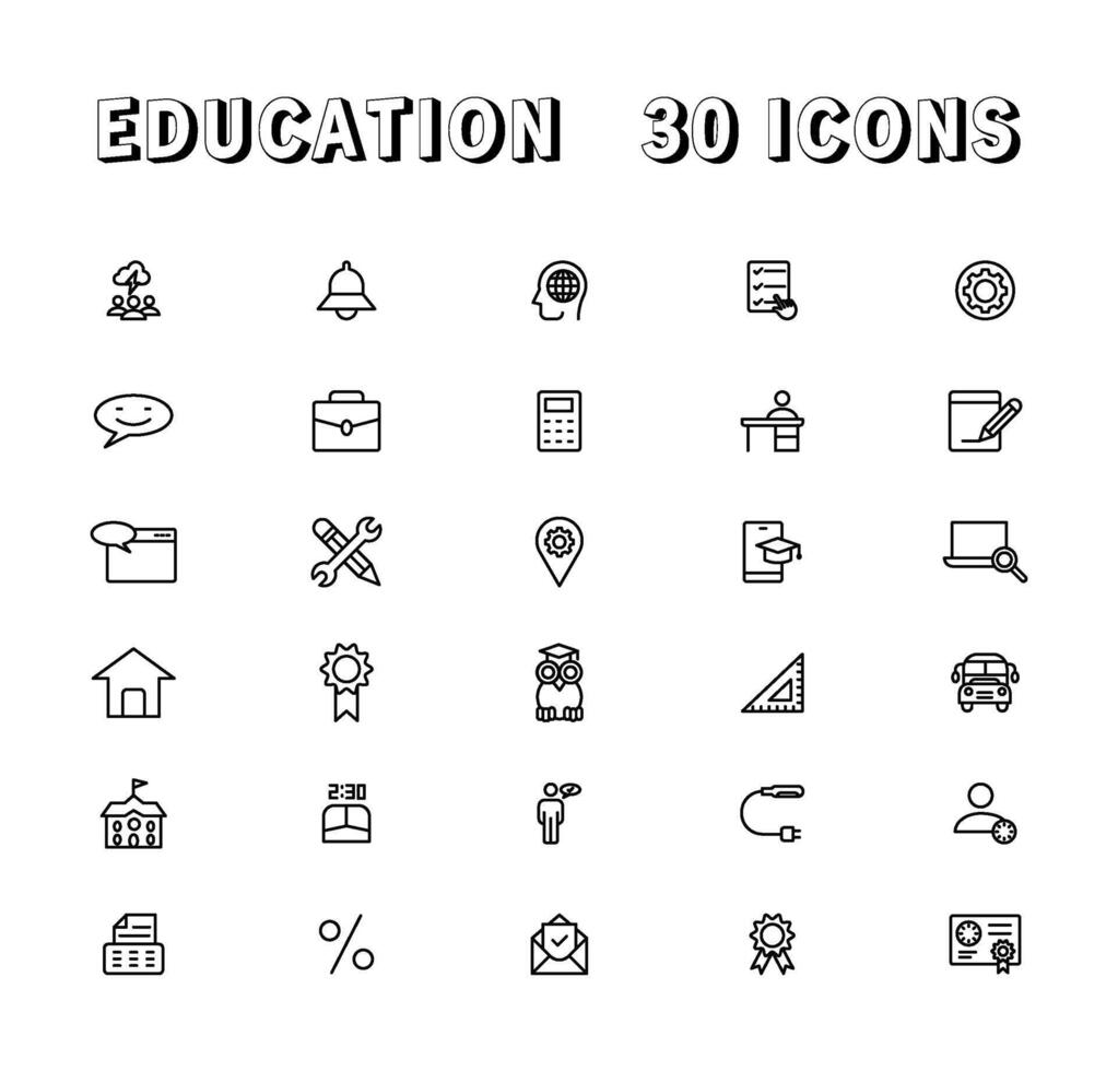 Education and Learning thin line icons set. Education, School, Learning editable stroke icons vector