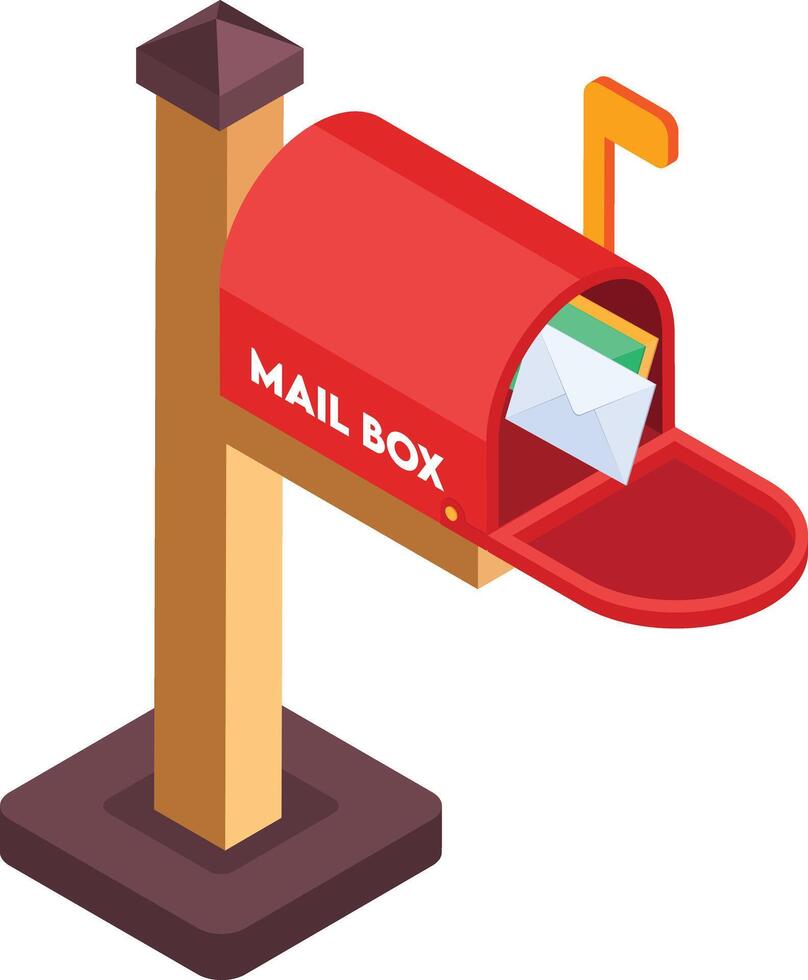 Red Mailbox on Wooden Post vector