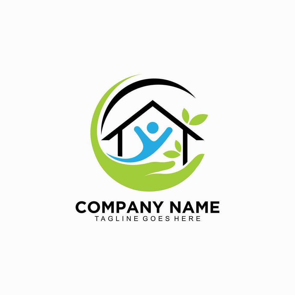 Abstract logo design concept a human hand and a house vector