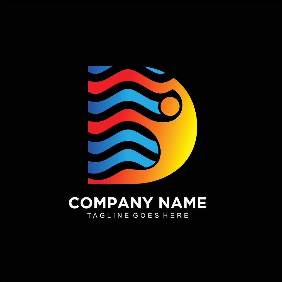 D logo design with wave and human concept for business or celebration vector