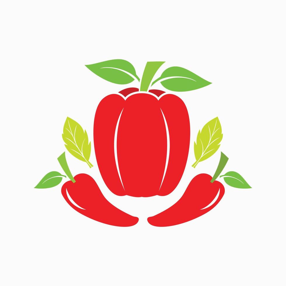 Red peppers and chilies simple design vector