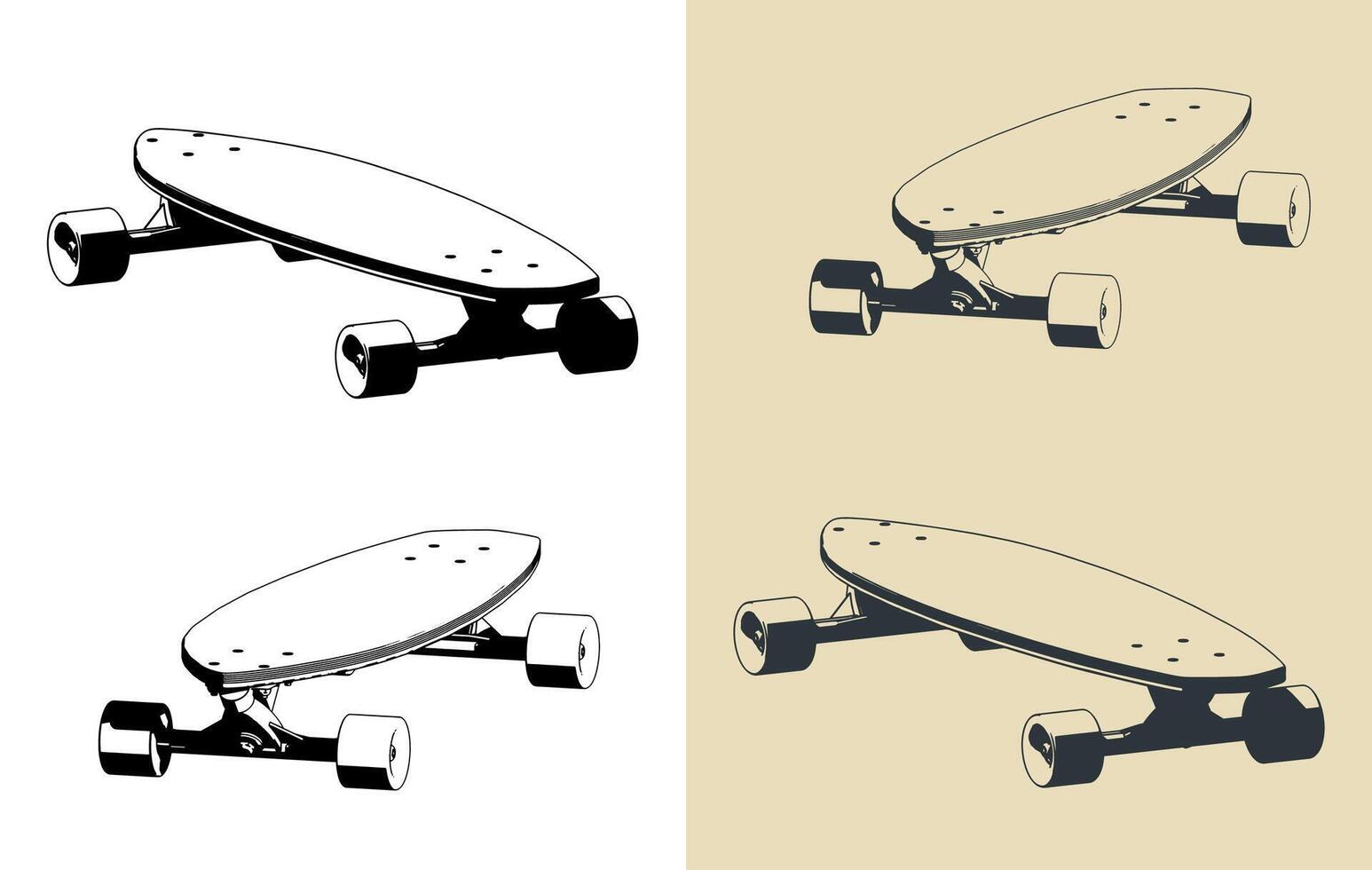 Longboard cruiser skateboard vector