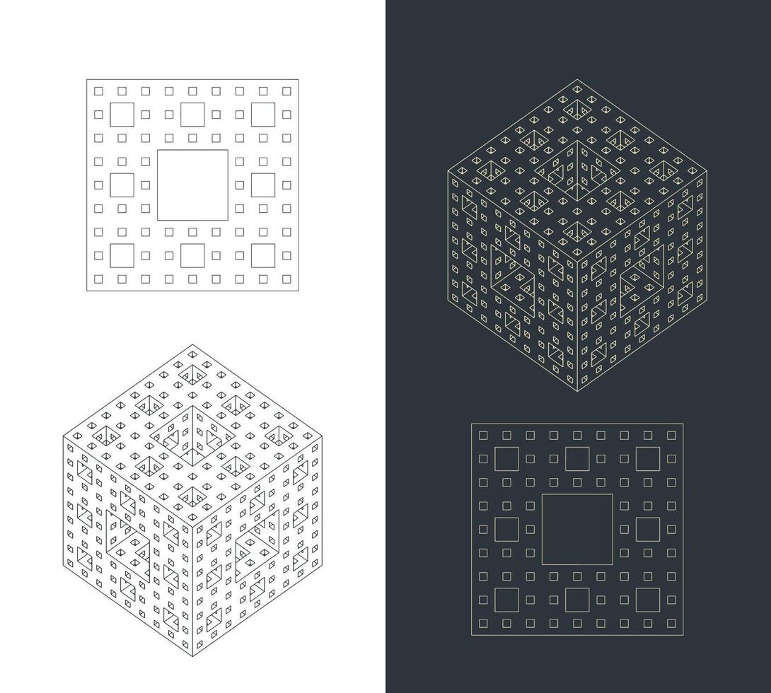 Fractal cube drawings vector
