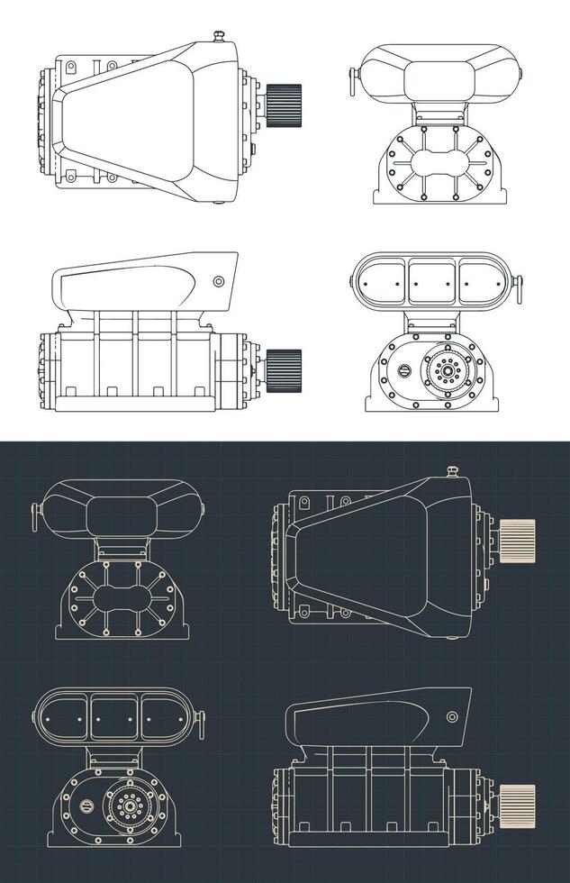 Supercharger technical drawings vector