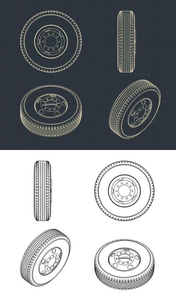 Truck Wheel Blueprints vector