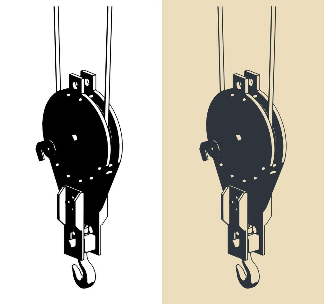 Construction crane hook close up vector