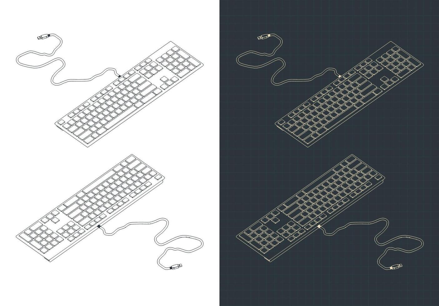 Keyboard isometric drawings vector