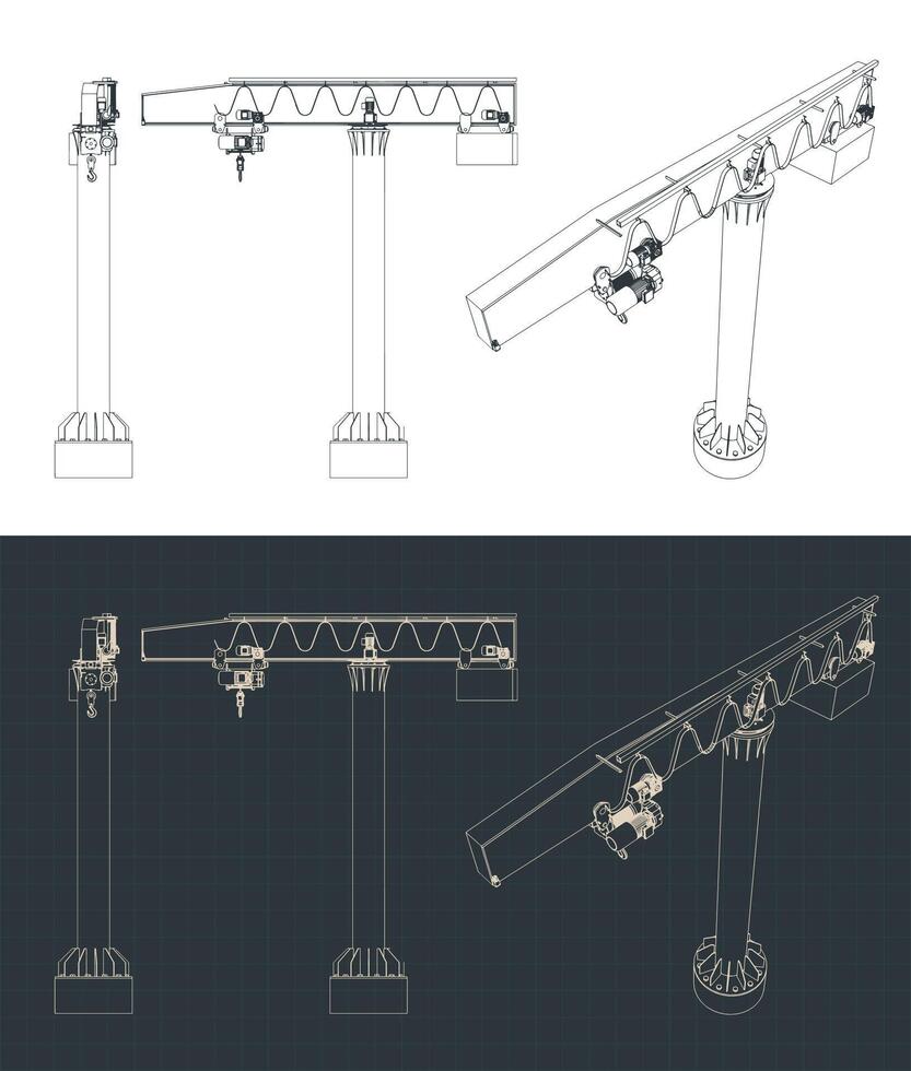 Jib crane blueprints vector