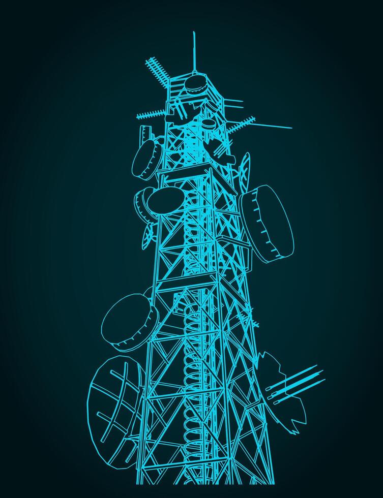 Telecommunications tower illustration vector