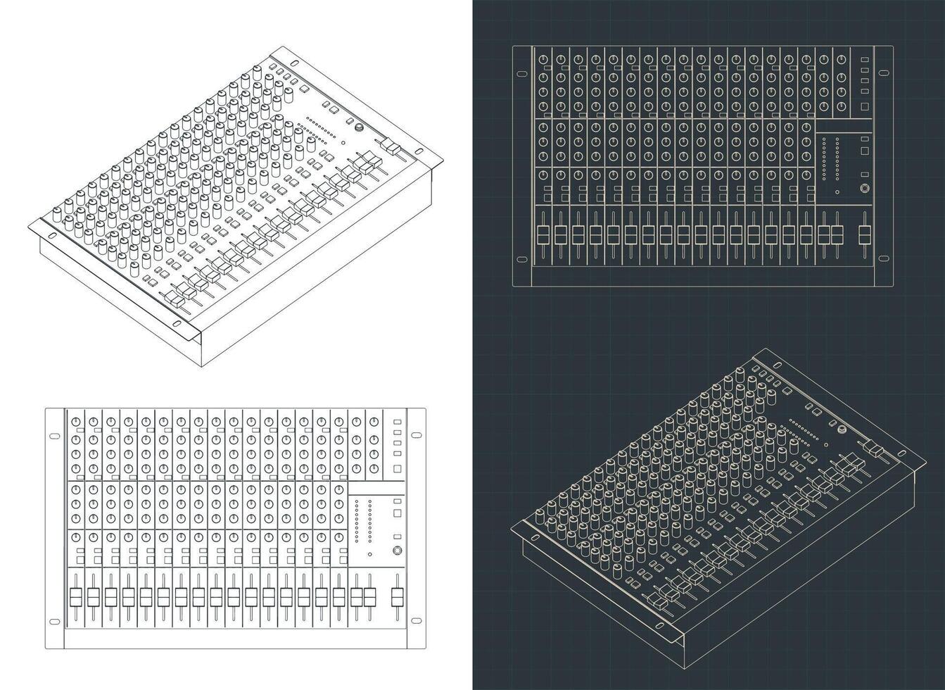 Professional audio mixer blueprints vector