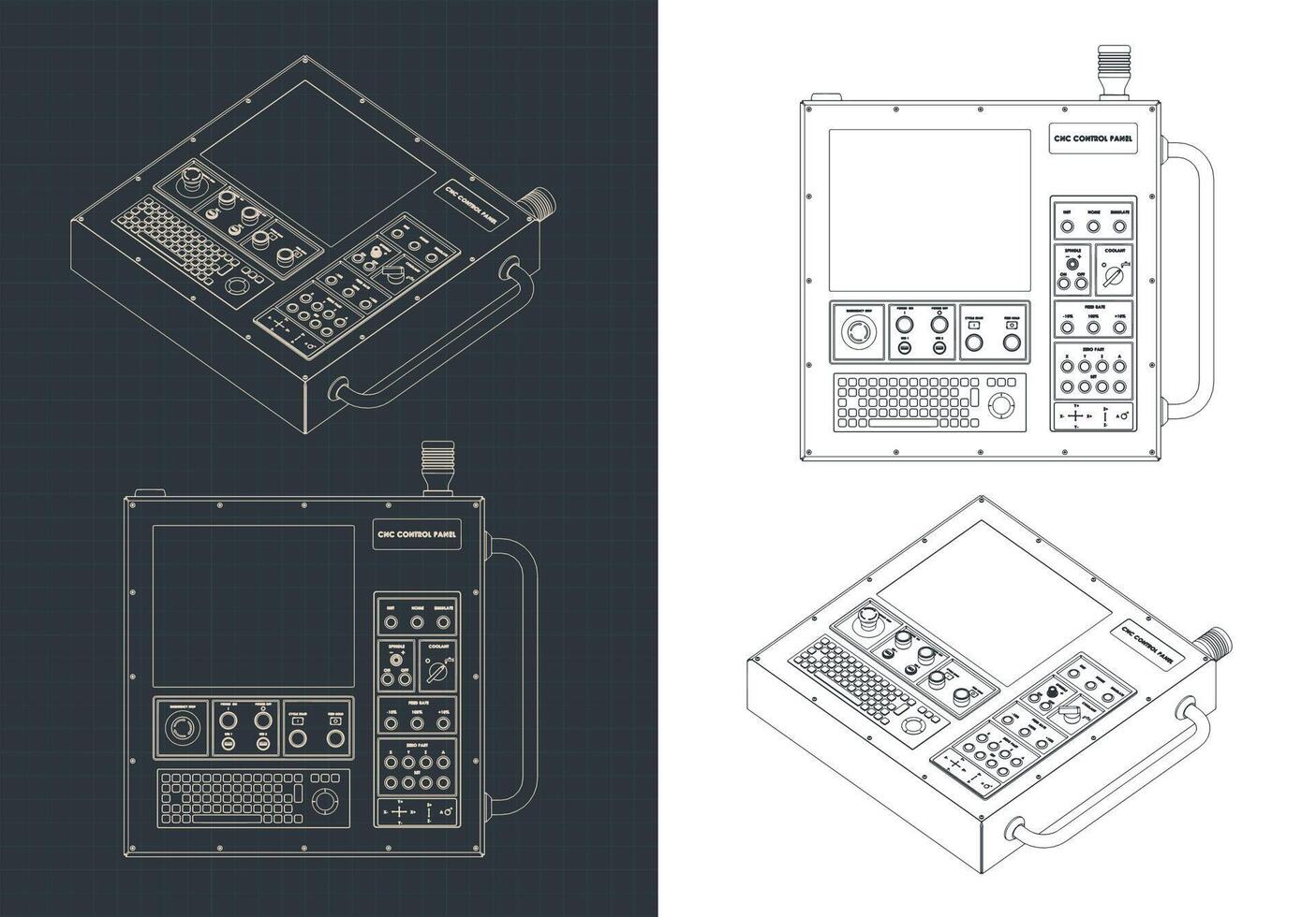 Remote control for automated plant lines blueprints vector