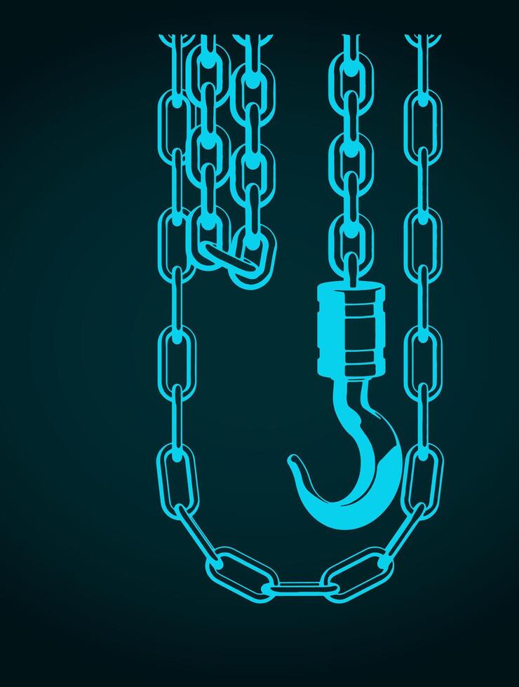 Chains and crane hook vector