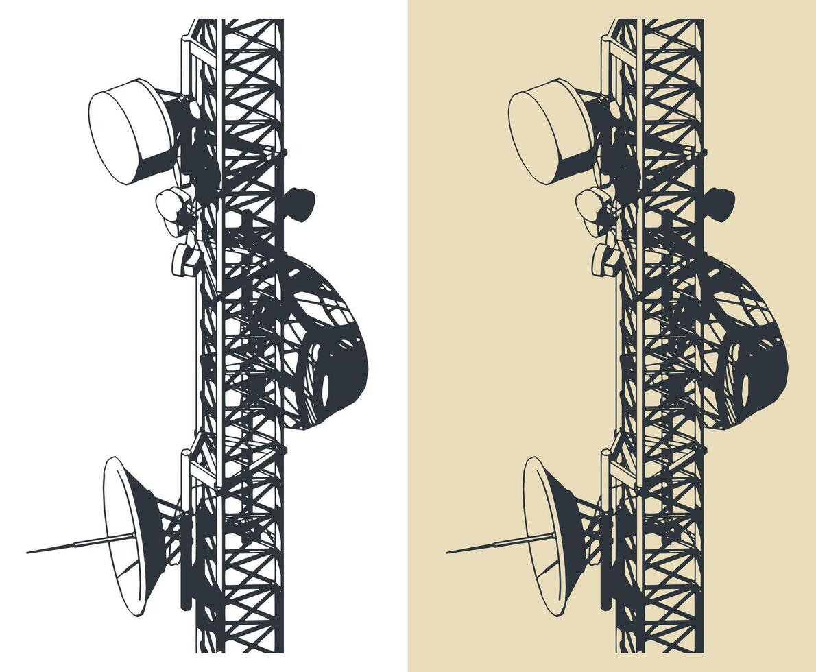 Telecommunications tower close up vector