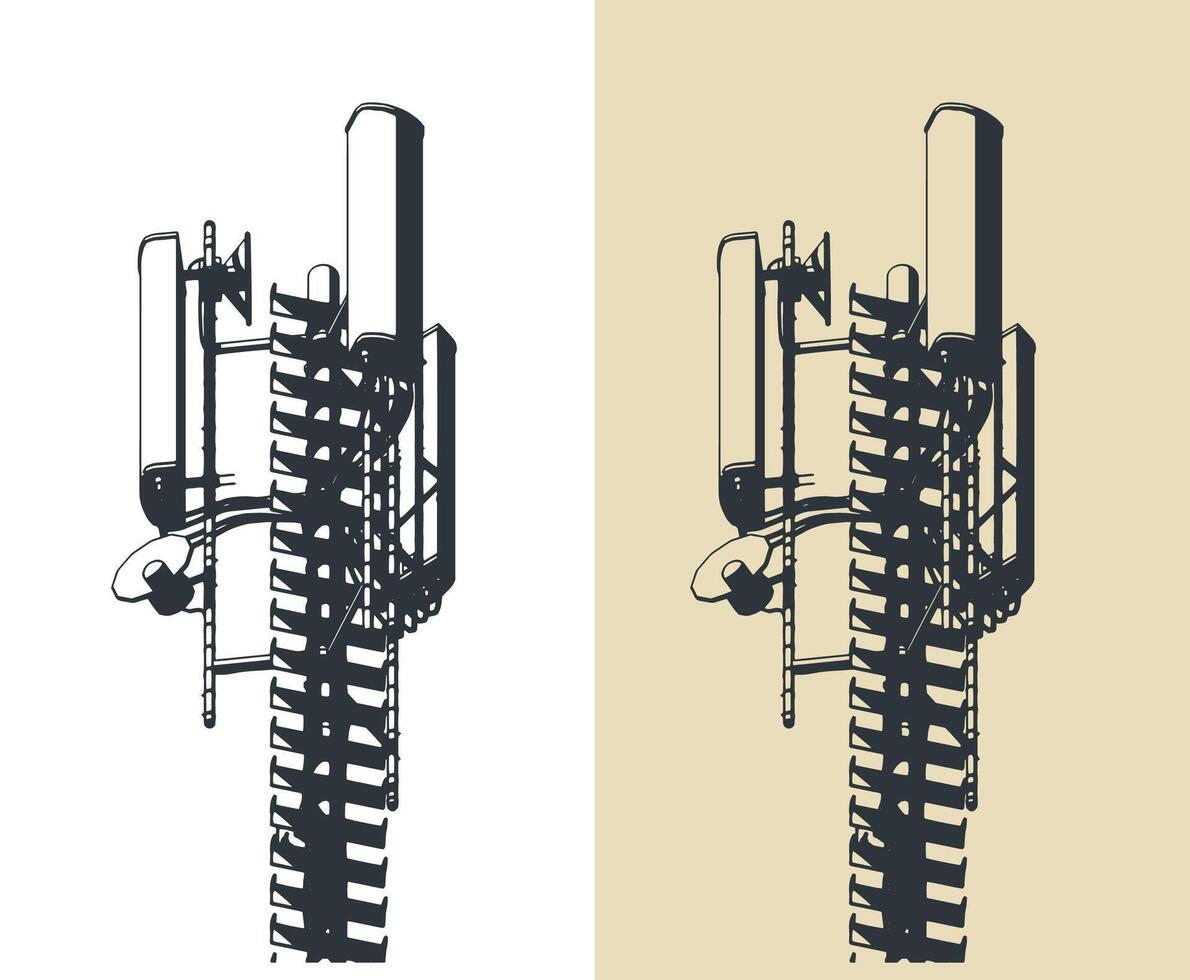Cell phone telecommunication tower close-up vector