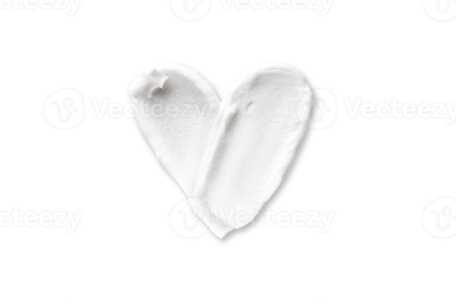 Swatch Smear of cosmetic white cream in the shape of a heart isolated on tranparent background png
