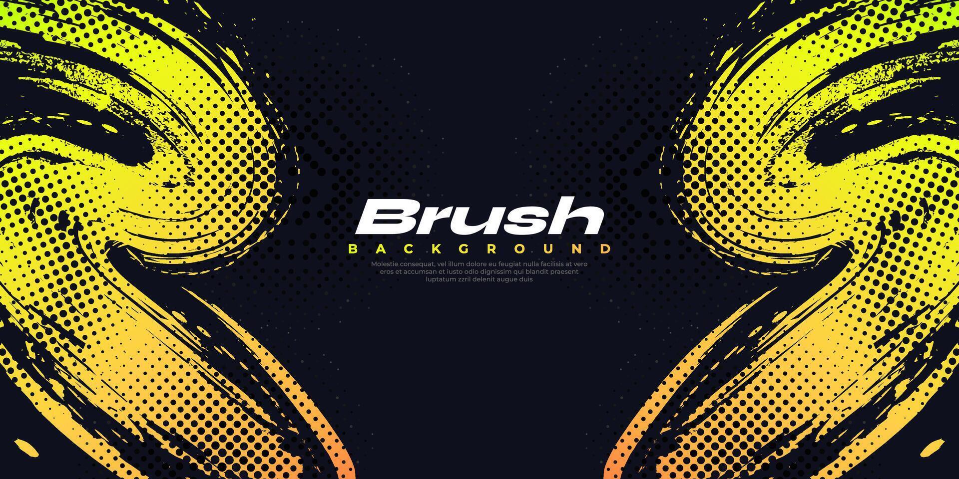 Abstract Sports Background with Orange and Green Gradient Brushstrokes and Halftone Effect. Vibrant Grunge Background vector