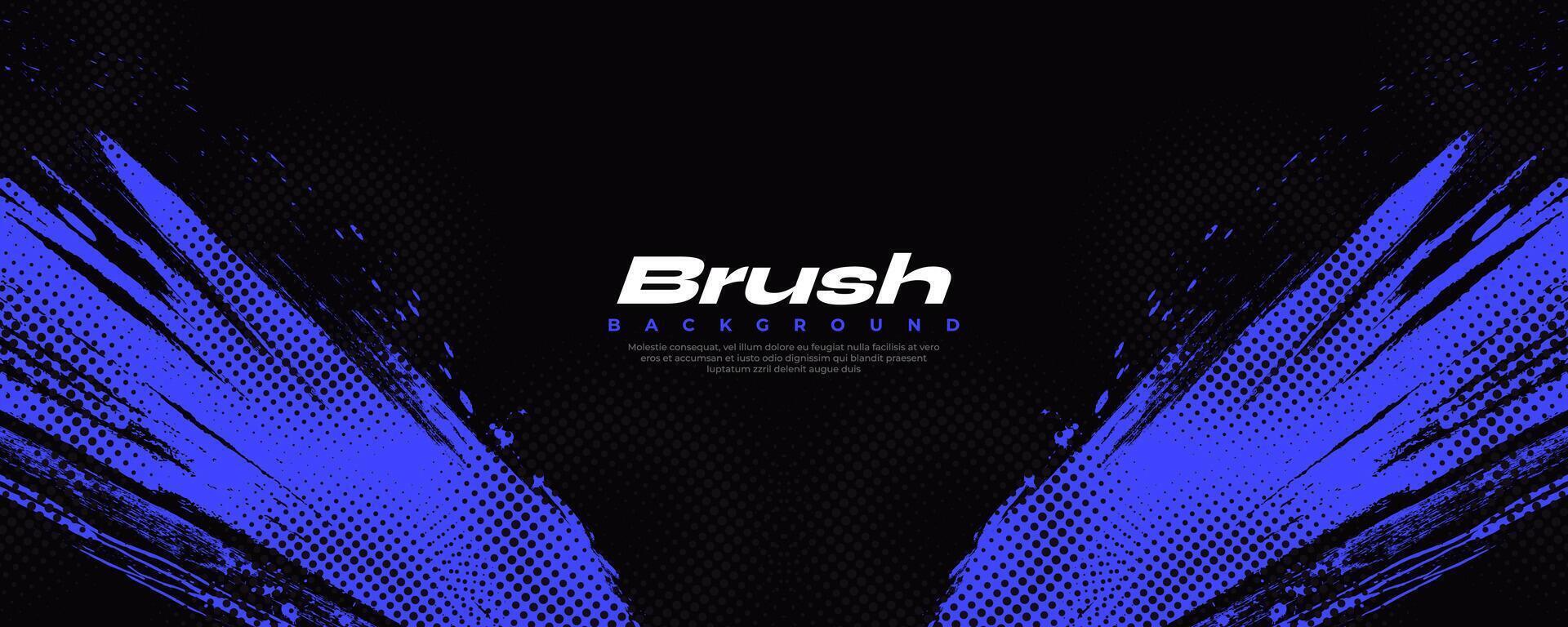 Black and Blue Grunge Brush Background with Halftone Effect. Retro Grunge Background vector