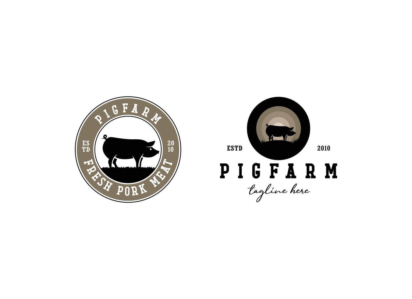 Pig farming logo design. Modern pig farm logo. Fresh pork logo design vector