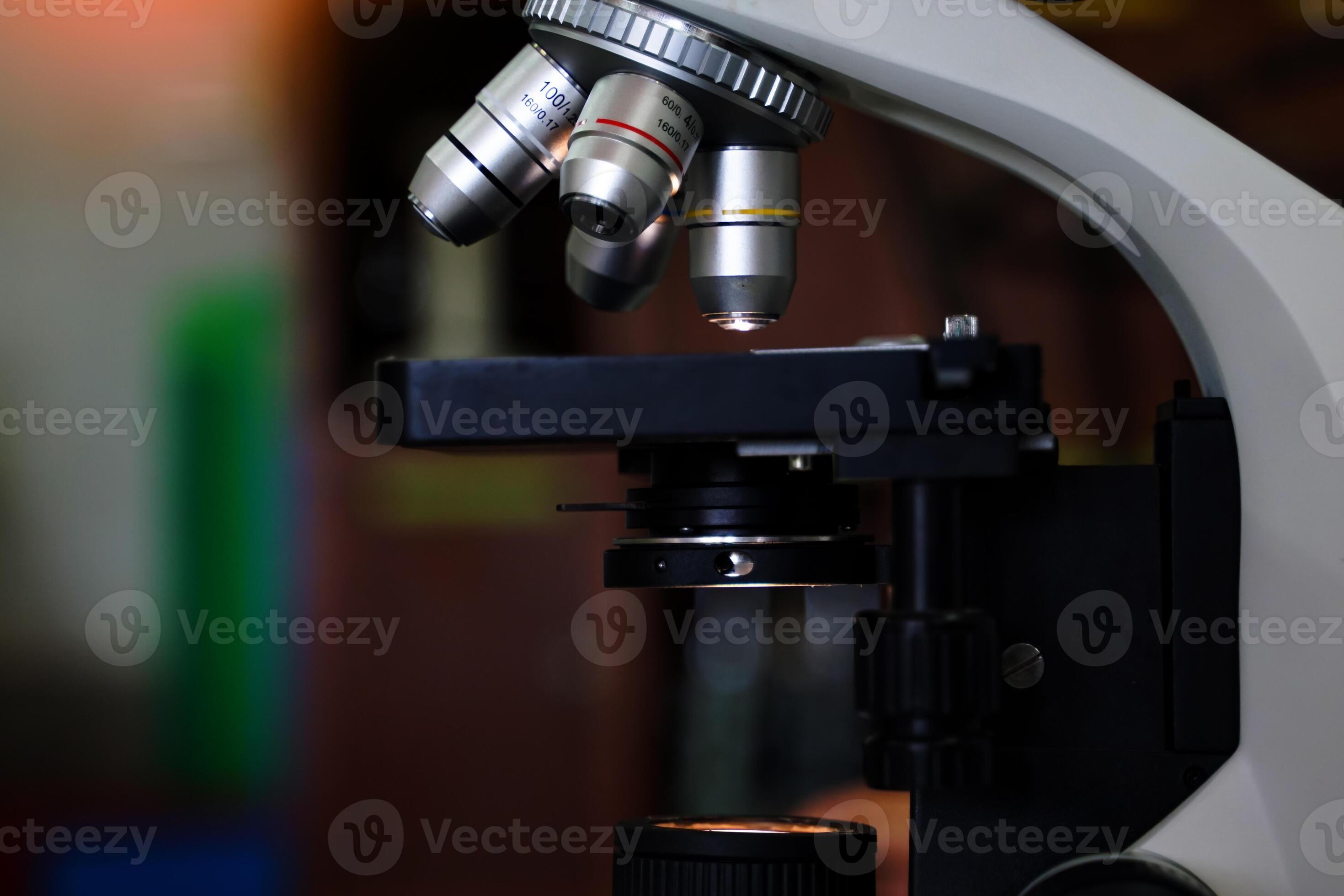Compound Microscope focuses on the objective lens. It is a biology