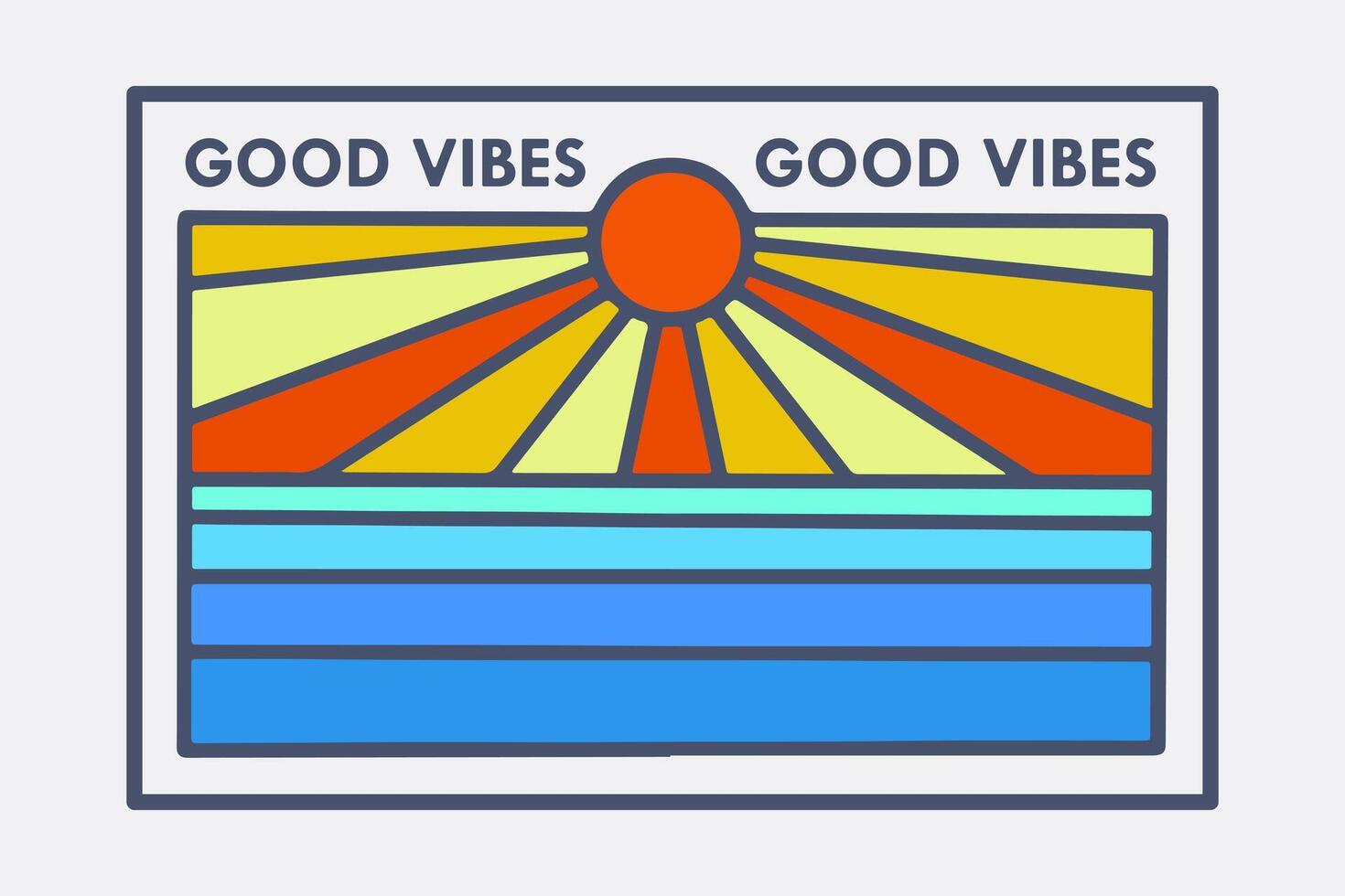 Good vibes in california beach mono line design for t-shirt, badge, sticker, etc vector